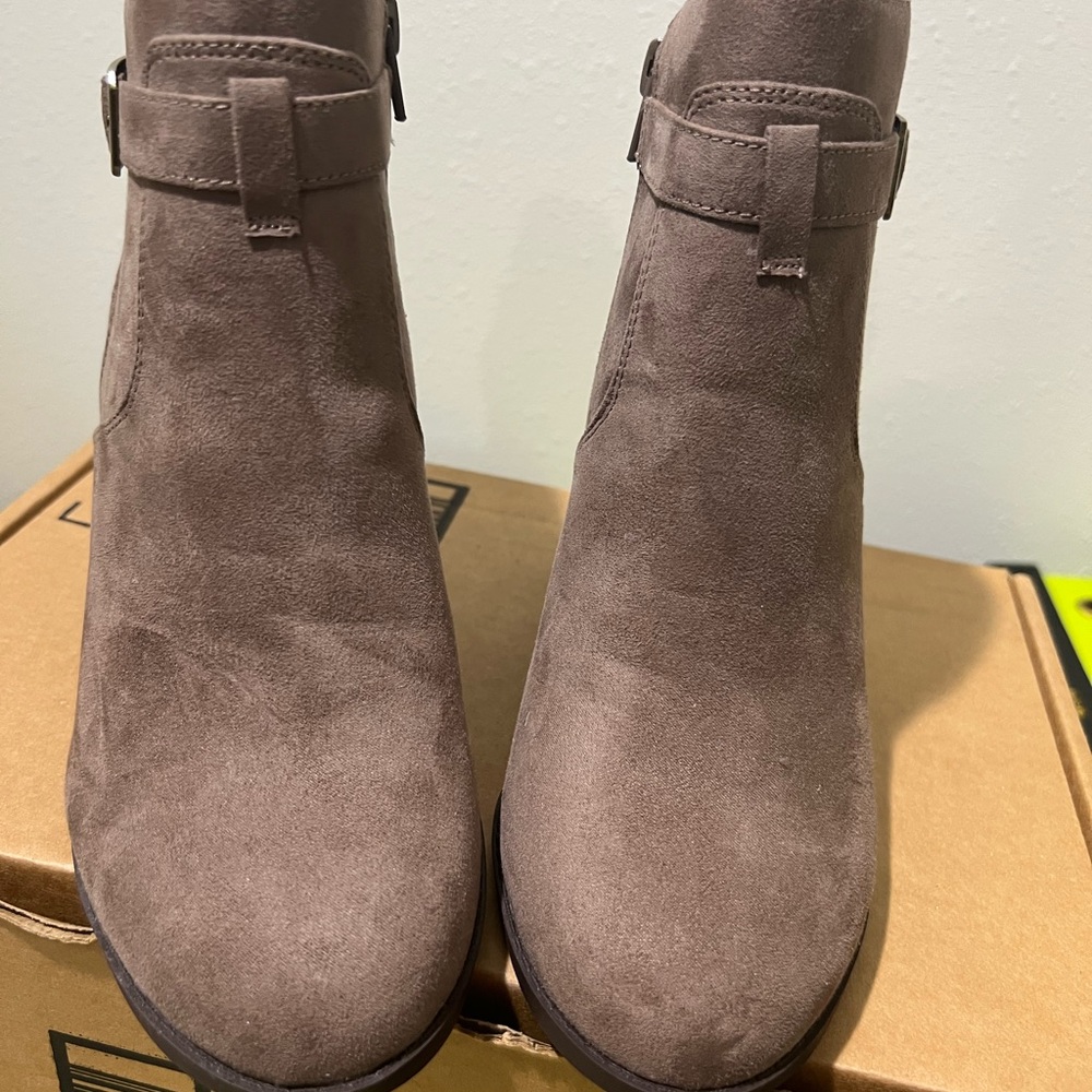 Market & Spruce Taupe Wedge Ankle Booties